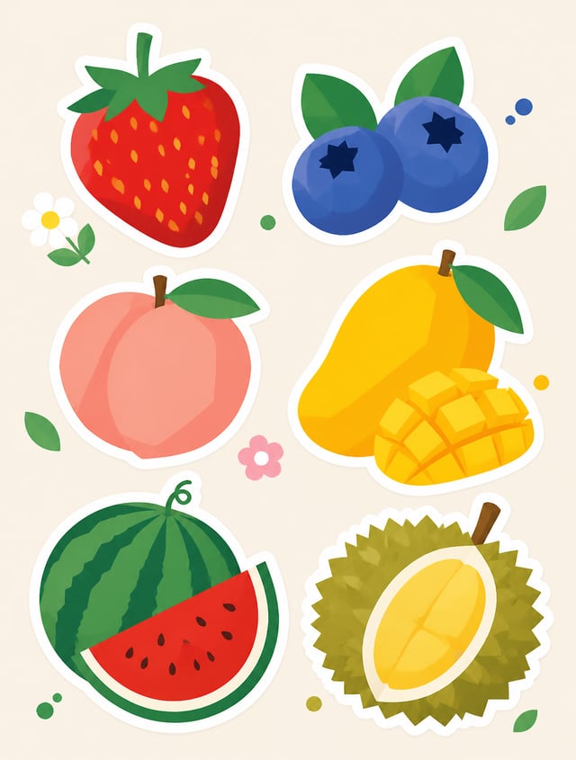 This is a flat-style illustration with simple geometric shapes and bright colors. The main subjects 