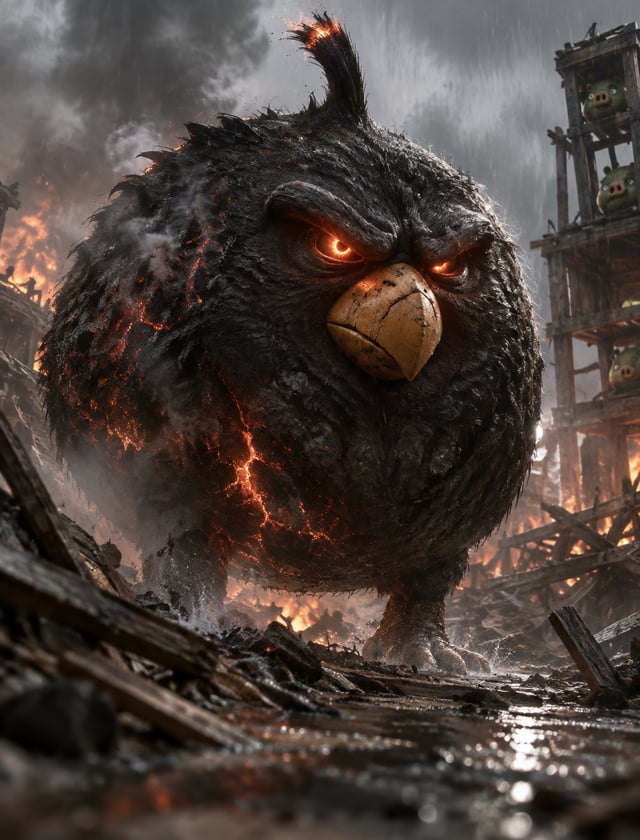 A horrifyingly ultra-realistic reimagining of Bomb from Angry Birds as a massive spherical beast, it