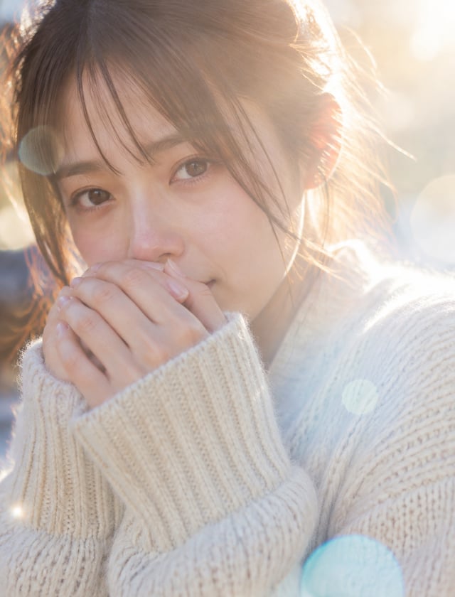 Light Structure Realism — Winter gaze melting into golden backlighting
