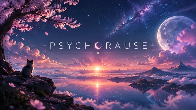 Generate a banner pic for youtube channel named psychorause an image that's at least 2048 x 1152 pix