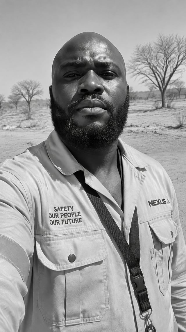 A Black man with a shaved head and full textured beard faces the camera in a direct outdoor selfie, 