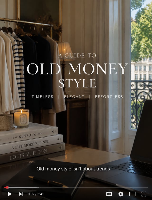 Create an ultra realistic faceless video describing the old money style