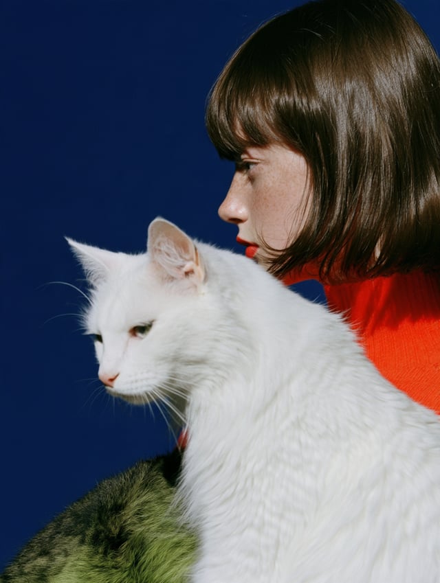 girl, cat and sun
