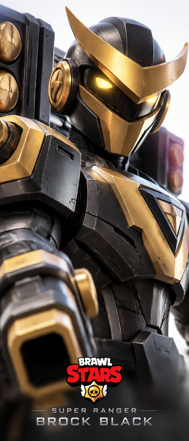 Create an ultra-hyper-detailed cinematic photorealistic mechanical portrait of {Super Ranger Brock B