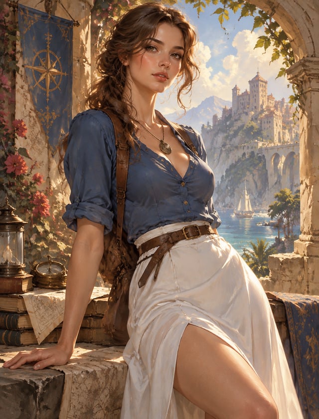 Gorgeous woman in blue top with white skirt; Ben Bauchau, Michael Garmash, Daniel F Gerhartz, Clint 