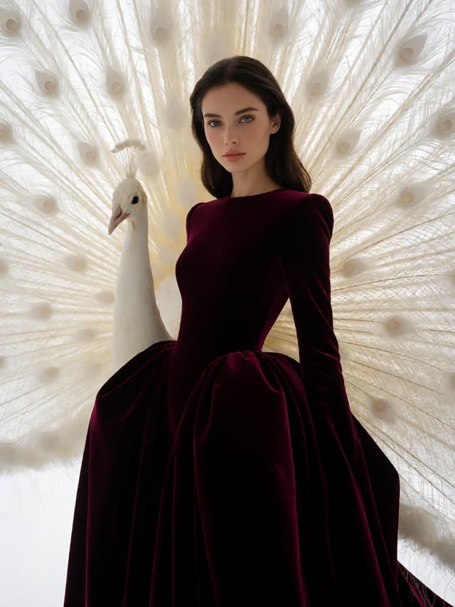 Ultra-photorealistic avant-garde fashion photograph. A beautiful 24-year-old European female model w