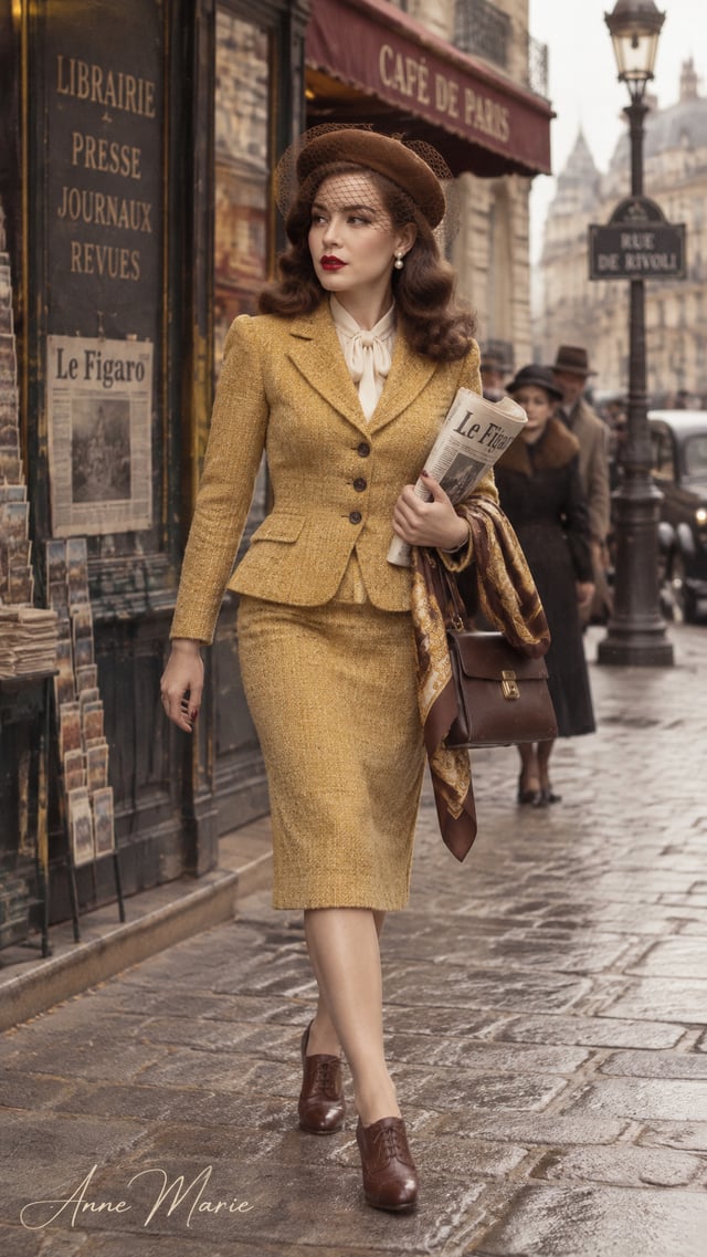 [image1] A cinematic, vintage-style photograph capturing a stylish young woman (lock identity from t