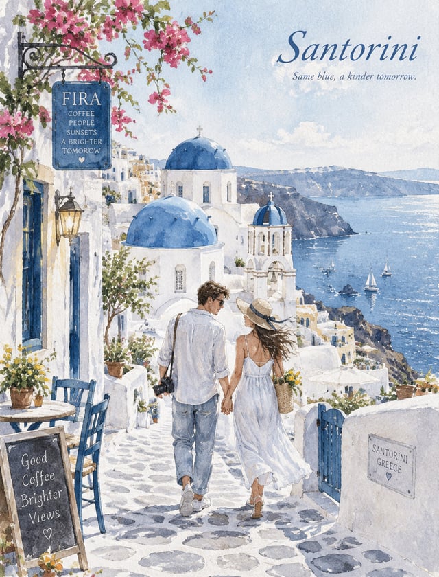 Create a 3:4 vertical watercolor urban sketch travel poster on textured handmade watercolor paper.Ci