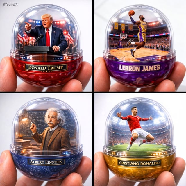 A detailed transparent gashapon capsule diorama, held between fingers, featuring [NAME] in their [IC