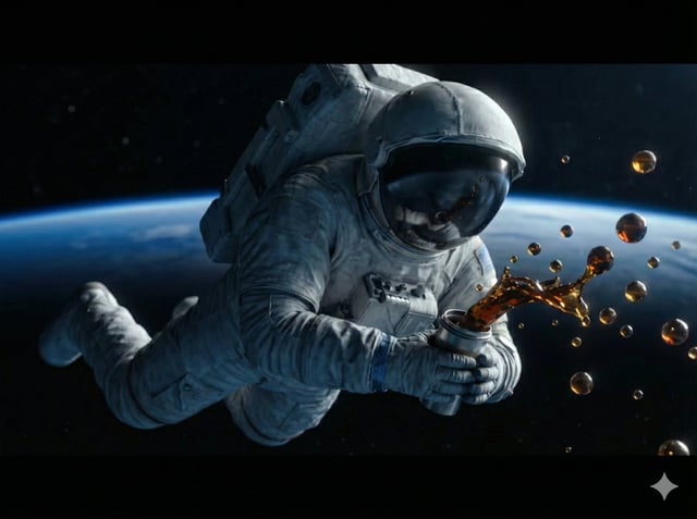 A high-detail, cinematic shot of an astronaut floating in outer space with the Earth's blue curvatur
