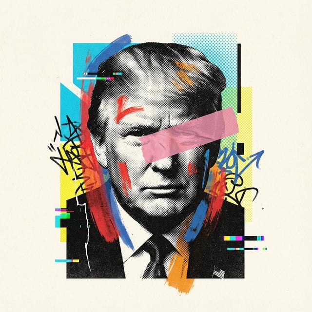 [PERSON \ BRAND] visualized as the central masterpiece of a surreal avant-garde collage, style of mo