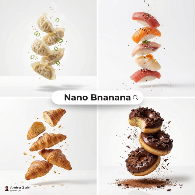 [subject], premium food advertising, white seamless background, high key studio lighting, floating s