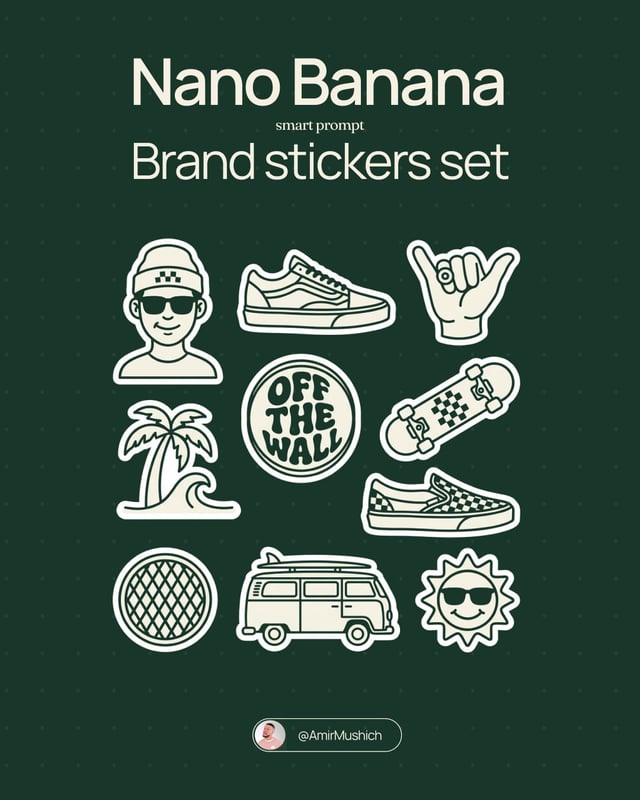 [BRAND NAME]. Act as a vector illustrator designing a trendy, high-end "Sticker Sheet" set.