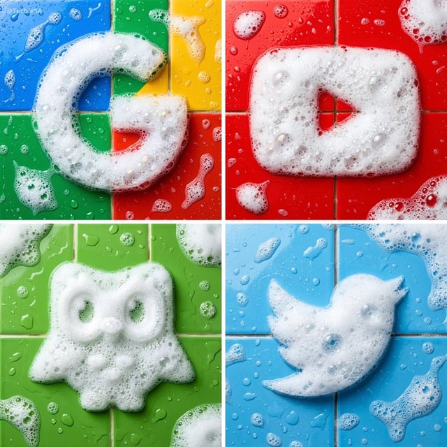 Create a soap foam sculpture in the exact shape of the uploaded logo, made entirely of white soap bu