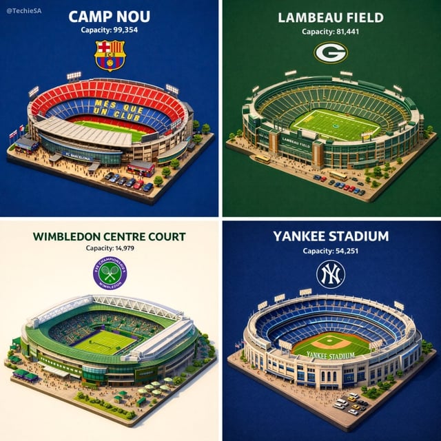 Present a clear, 45° top-down isometric miniature 3D cartoon scene of [STADIUM], with soft refined t