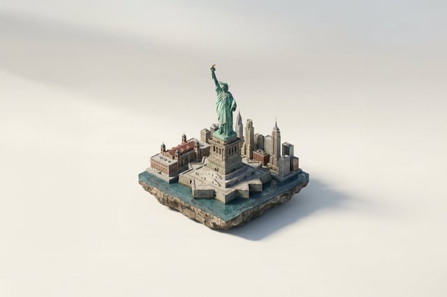 A miniature isometric architectural diorama of [LANDMARK NAME], accurately reflecting its real-world