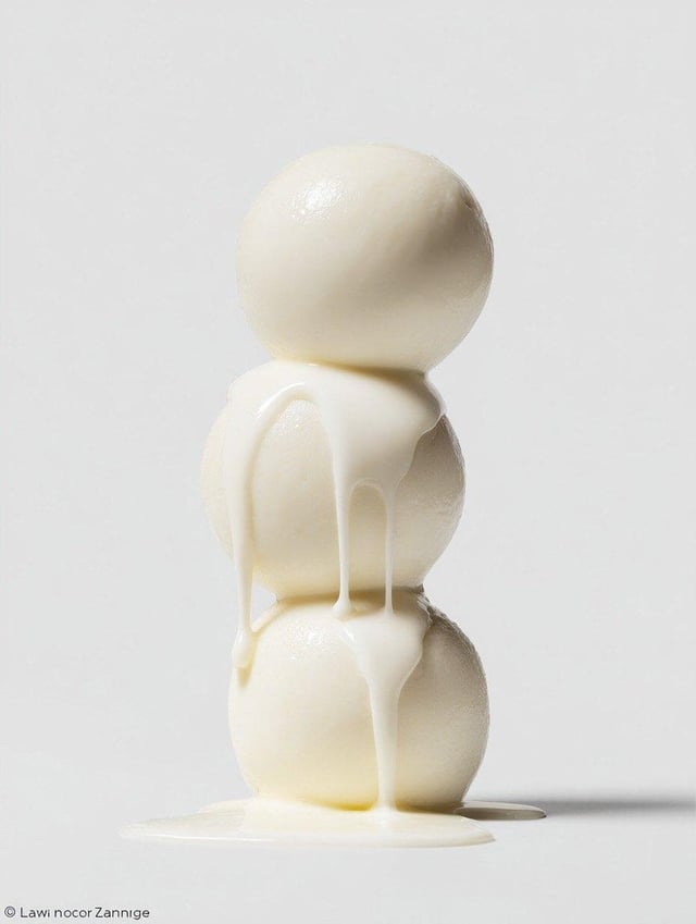 a stack of three [FOOD ITEM] with [LIQUID] dripping down, on a white background, in the style of foo