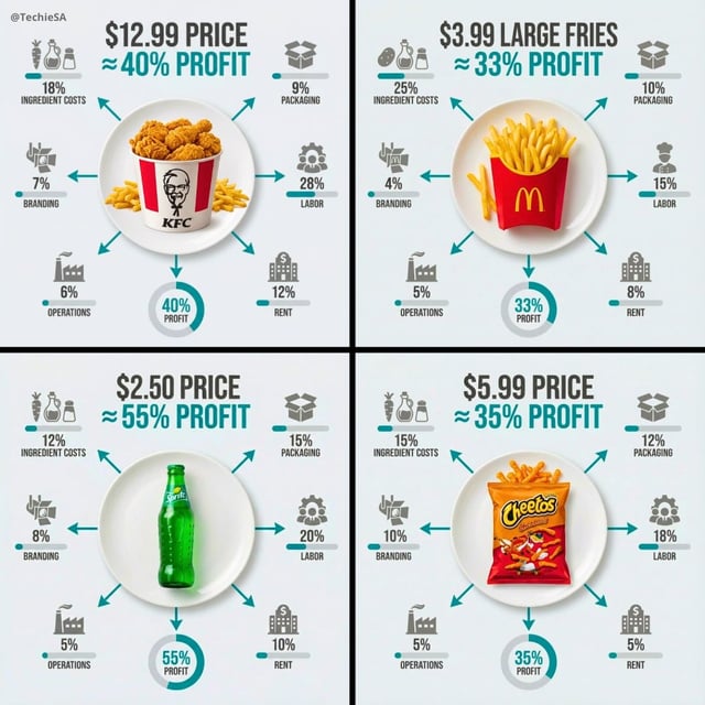 Ultra-clean top-down (90° flat lay) infographic. Centered white plate or cup on a light background w