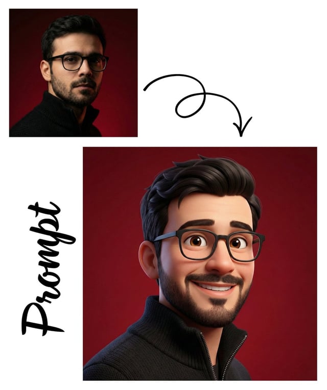 Create a high-quality 3D avatar of the person in the uploaded image with a cheerful, expressive face