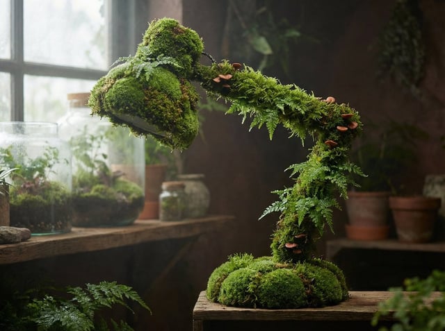 A [PRODUCT] rendered as if entirely grown from living moss, perfectly maintaining product form while