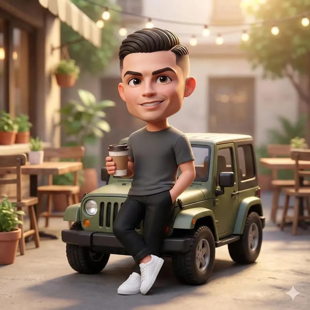 Ultra-detailed 3D chibi-style character with a big head and expressive eyes, cute proportions, smoot