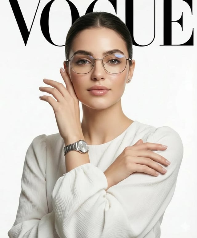 A high-definition, professional fashion editorial photograph of a sophisticated woman with a sleek, 