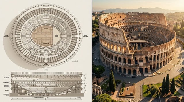Split composition image, left and right halves clearly divided in 16:9 widescreen format.