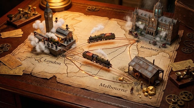 A weathered {MAP_TYPE} map spread across {SURFACE}, bursting with photorealistic miniature worlds er
