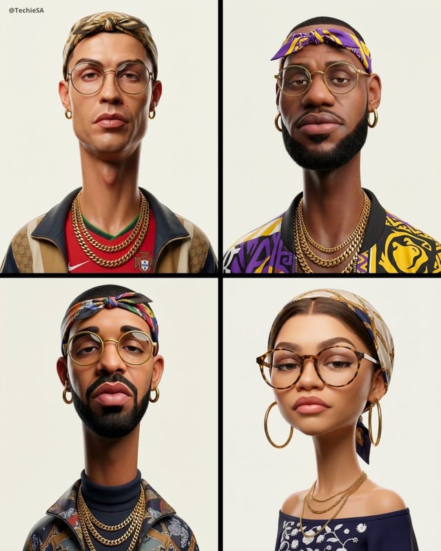 Create an exaggerated stylized 3D caricature character portrait with strong intentional deformation 