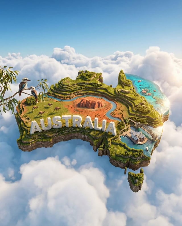 Create an ultra-HD, hyper-realistic digital poster of a floating miniature island shaped like [Count