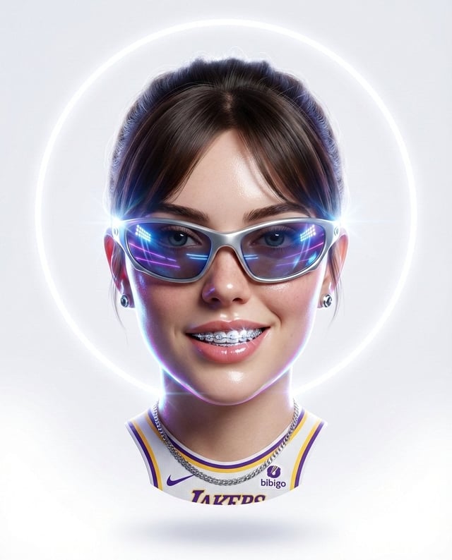 Hyper-stylized dynamic 3D floating head portrait of the attached reference image, perfectly centered