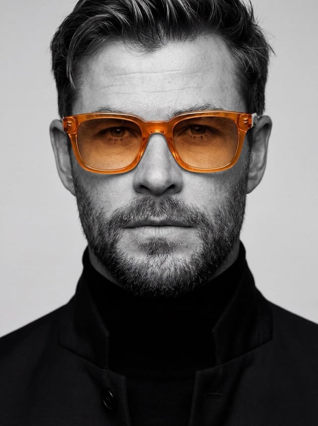 Ultra-realistic studio portrait of a man, close-up headshot, centered composition, neutral expressio