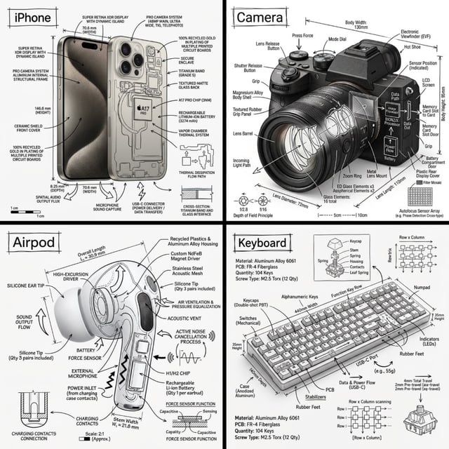 Create an infographic image of [OBJECT], combining a realistic photograph or photoreal render of the