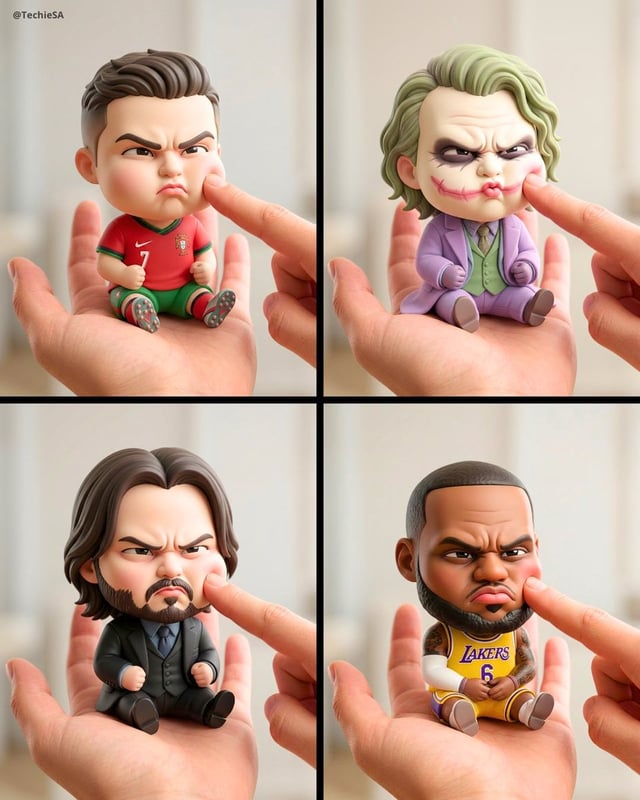 A mini chibi version of the character in the uploaded image, with a big head and small body, sitting