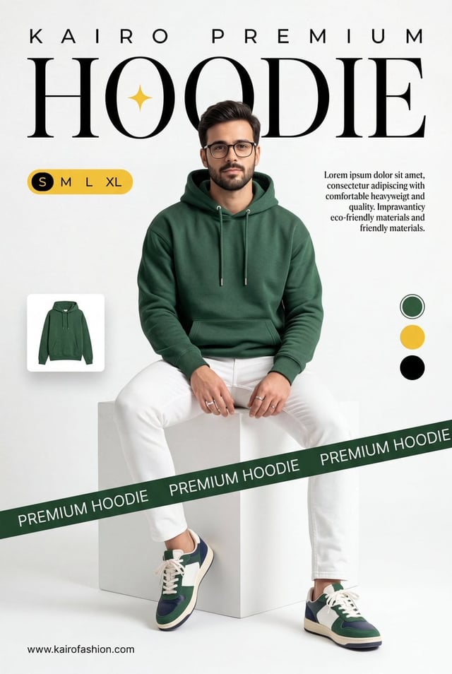 A professional commercial fashion advertisement featuring [a young male model] in the uploaded image