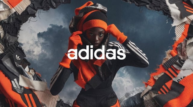 [BRAND]. A high fashion campaign poster. A model with a strong expressive face as the centerpiece, w