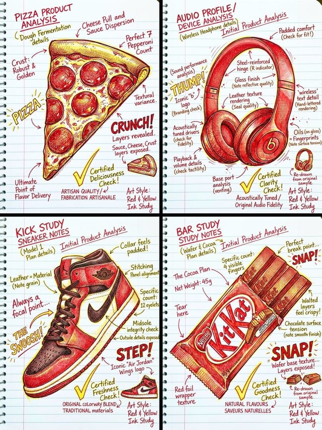 Use the image I sent. Create a hand-drawn portrait illustration with red and yellow pen on notebook 