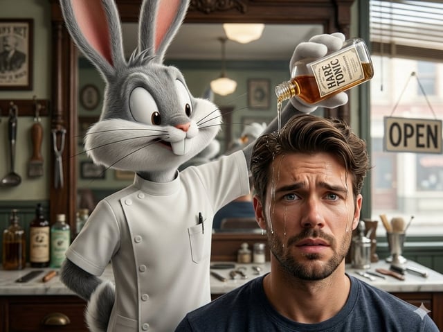 Cinematic 8k hyper-realistic close-up shot. A 3D realistic Bugs Bunny, faithful to his classic desig