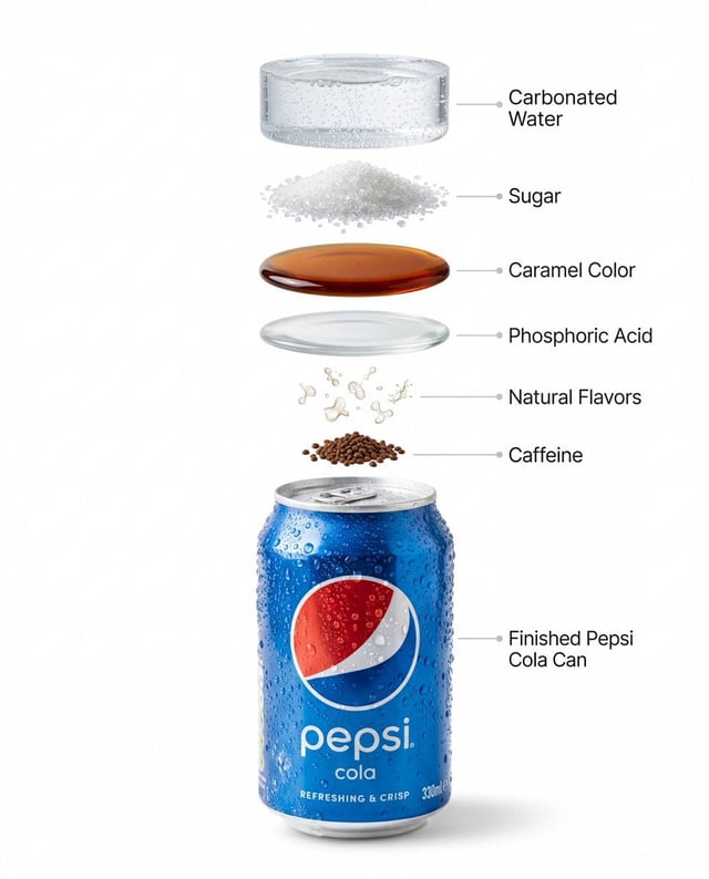  High-quality professional product photography of a chilled Pepsi can with condensation water drople