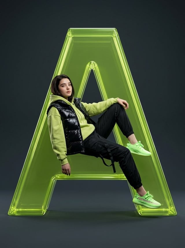 Full-body studio fashion portrait of a female subject with uploaded face as reference, lounging grac