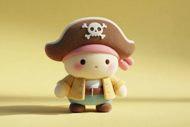 A cute full-body [SUBJECT] plush toy, plush doll art, stylized 3D character design, soft pastel colo