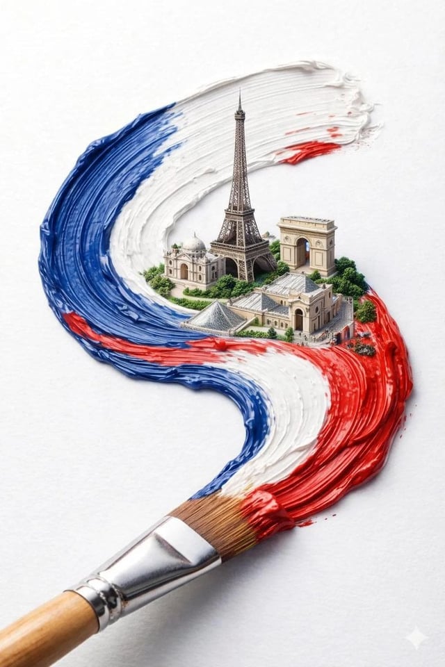 A hyper-realistic macro shot of a paintbrush creating a thick textured paint stroke on a clean white