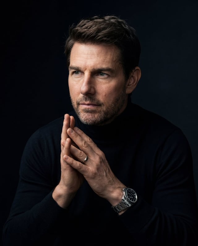 A hyper-realistic cinematic portrait of a man with short, textured hair and a well-groomed stubble b