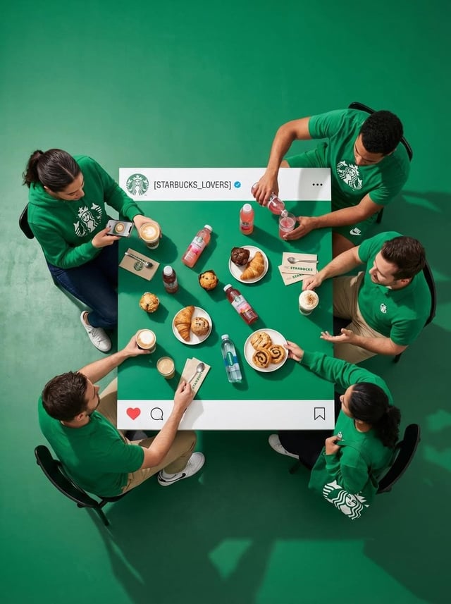 Ultra-wide-angle hyper-realistic shooting in top-down mode. A group of 4 real people sitting at a sq