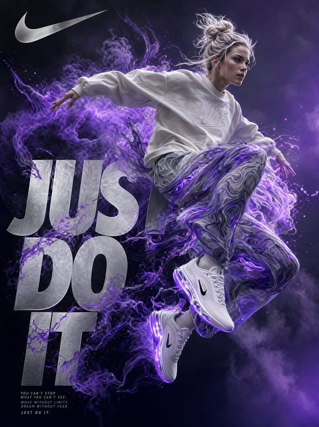 A highly detailed digital artwork in a surreal, dynamic style inspired by premium athletic advertisi