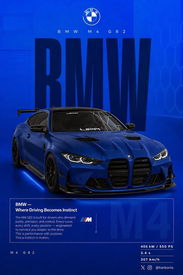 Create a 4:5 vertical social poster in ultra high resolution, 8K print quality sharpness. Use the BM