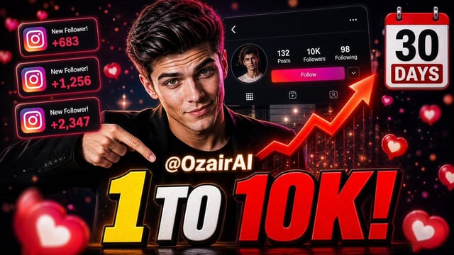 A highly detailed YouTube thumbnail with a dark navy/black cinematic background filled with floating