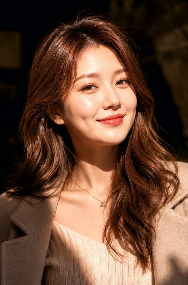 Ultra realistic close-up portrait of a beautiful young East Asian woman with the exact facial struct