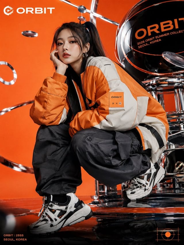 Semi-realistic anime-inspired portrait of a stylish young Korean woman based on the uploaded referen
