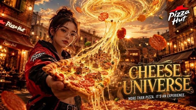 A hyper-realistic cinematic food advertisement in vertical 9:16 format featuring a stylish young wom